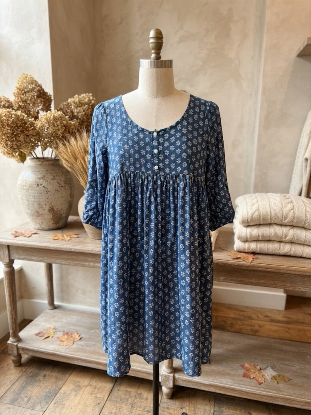 Polo Ralph Lauren Girls Floral Button Front Babydoll Dress Prairie Sz 14 / XL